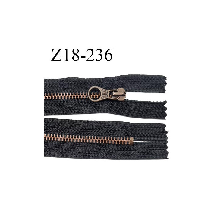 Fermeture zip 18 cm couleur noir non séparable longueur 18 cm largeur 27 mm glissière laiton 6 mm prix à la pièce