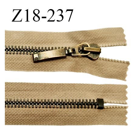 Fermeture zip 18 cm très haut de gamme RIRI couleur beige non séparable longueur 18 cm glissière laiton 6 mm prix à la pièce