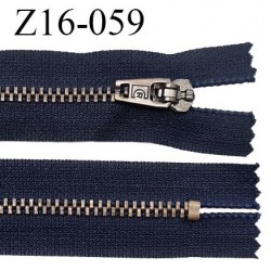 Fermeture zip 16 cm très haut de gamme RIRI couleur bleu non séparable longueur 16 cm glissière laiton 6 mm prix à la pièce