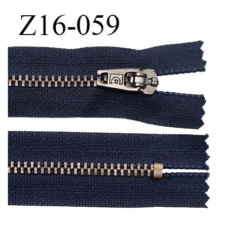 Fermeture zip 16 cm très haut de gamme RIRI couleur bleu non séparable longueur 16 cm glissière laiton 6 mm prix à la pièce