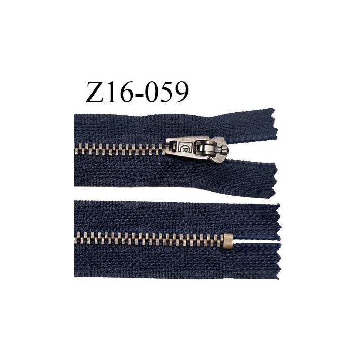 Fermeture zip 16 cm très haut de gamme RIRI couleur bleu non séparable longueur 16 cm glissière laiton 6 mm prix à la pièce