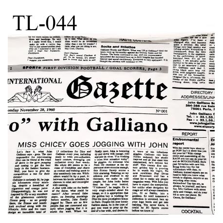 Tissu lycra John Galliano imprimé journal coupon lycra jersey extensible doux au toucher prix pour un coupon