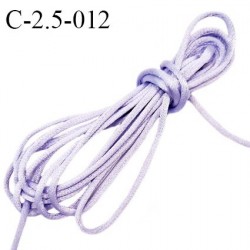 Cordon 2.5 mm queue de rat satin brillant couleur lilas parme diamètre 2.5 mm prix au mètre