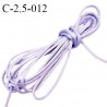 Cordon 2.5 mm queue de rat satin brillant couleur lilas parme diamètre 2.5 mm prix au mètre