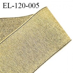 Elastique plat très belle qualité couleur doré chiné noir brillant largeur 120 mm semi rigide très solide prix au mètre
