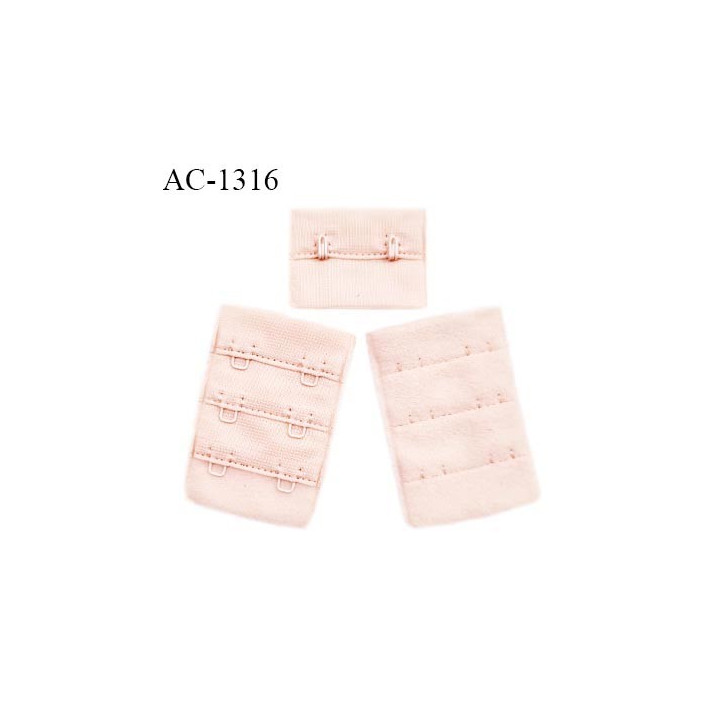 Agrafe 38 mm attache SG haut de gamme couleur rose pâle ou rose amour 3 rangées 2 crochets fabriqué en France prix à l'unité