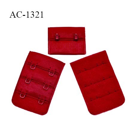 Agrafe 38 mm attache SG haut de gamme couleur rouge tentation 3 rangées 2 crochets fabriqué en France prix à l'unité