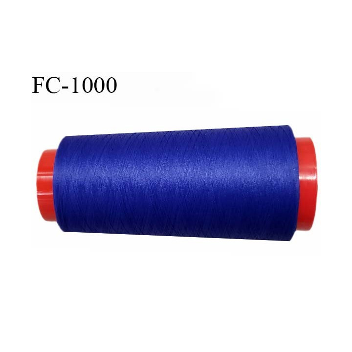 Cone 2000 m fil mousse polyester n°120 couleur bleu longueur 2000 mètres bobiné en France
