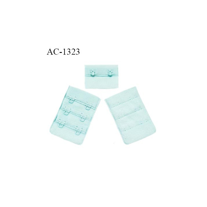 Agrafe 38 mm attache SG haut de gamme couleur bleu lagon 3 rangées 2 crochets fabriqué en France prix à l'unité