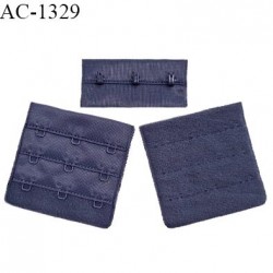 Agrafe 57 mm attache SG haut de gamme couleur bleu denim 3 rangées 3 crochets largeur 57 mm fabriqué en France prix à l'unité