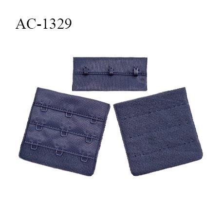 Agrafe 57 mm attache SG haut de gamme couleur bleu denim 3 rangées 3 crochets largeur 57 mm fabriqué en France prix à l'unité