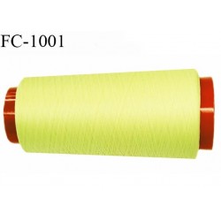 Cone 1000 m fil mousse polyester n°120 couleur jaune pastel longueur 1000 mètres bobiné en France