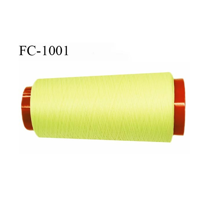 Cone 2000 m fil mousse polyester n°120 couleur jaune pastel longueur 2000 mètres bobiné en France