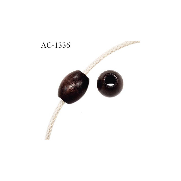 Arrêt cordon perle bois couleur marron longueur 20 mm diamètre extérieur 16 mm pour cordon de 5 mm de diamètre prix à l'unité