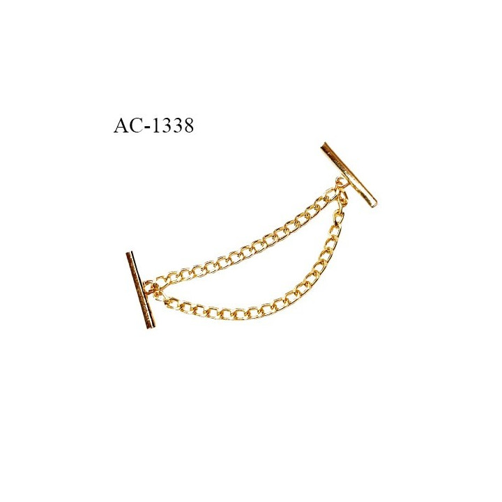Brandebourg attache chaînette couleur or longueur 12 cm largeur des attaches 4 cm prix à la pièce