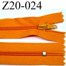 fermeture éclair longueur 20 cm couleur orange non séparable zip nylon largeur 2.5 cm