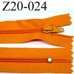 fermeture zip à glissière longueur 20 cm couleur orange non séparable zip nylon largeur 2.5 cm