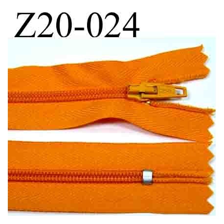 fermeture éclair longueur 20 cm couleur orange non séparable zip nylon largeur 2.5 cm