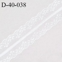 Dentelle 40 mm synthétique et fine non extensible couleur blanc largeur 40 mm prix au mètre