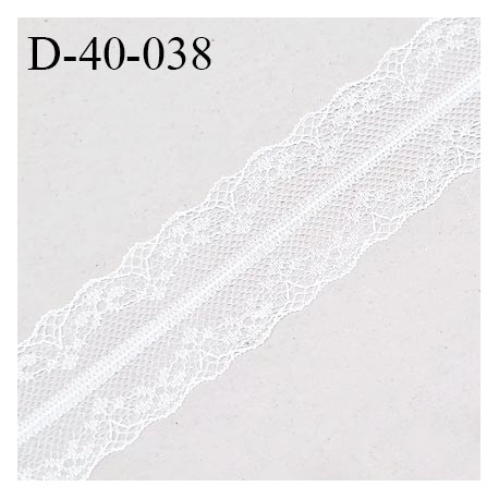 Dentelle 40 mm synthétique et fine non extensible couleur blanc largeur 40 mm prix au mètre