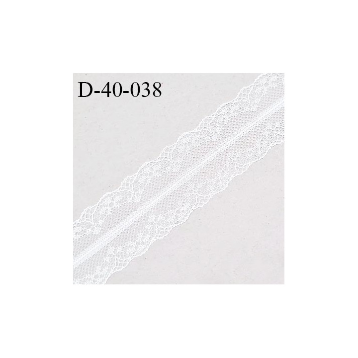 Dentelle 40 mm synthétique et fine non extensible couleur blanc largeur 40 mm prix au mètre