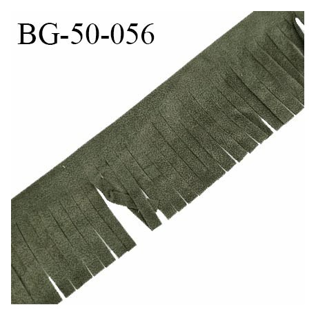 Galon ruban frange 50 mm couleur vert kaki tissu avec une face style velours largeur 50 mm prix au mètre