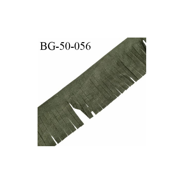 Galon ruban frange 50 mm couleur vert kaki tissu avec une face style velours largeur 50 mm prix au mètre