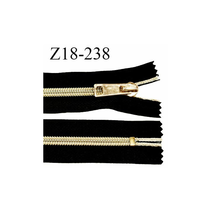 Fermeture zip 18 cm non séparable couleur noir longueur 18 cm largeur 32 mm glissière 7 mm prix à la pièce