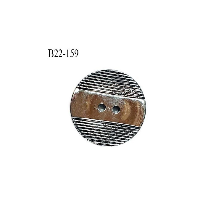 Bouton 22 mm pvc couleur chrome 2 trous diamètre 22 mm épaisseur 4 mm prix à l'unité