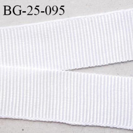 Galon ruban 25 mm gros grain synthétique largeur 25 mm couleur blanc lumineux prix au mètre