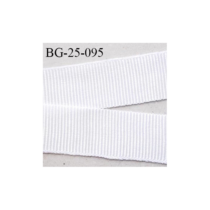 Galon ruban 25 mm gros grain synthétique largeur 25 mm couleur blanc lumineux prix au mètre