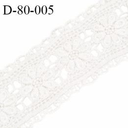 Galon dentelle 80 cm synthétique souple couleur naturel motif fleurs largeur 80 mm prix au mètre