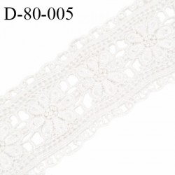 Galon dentelle 80 cm synthétique souple couleur naturel motif fleurs largeur 80 mm prix au mètre