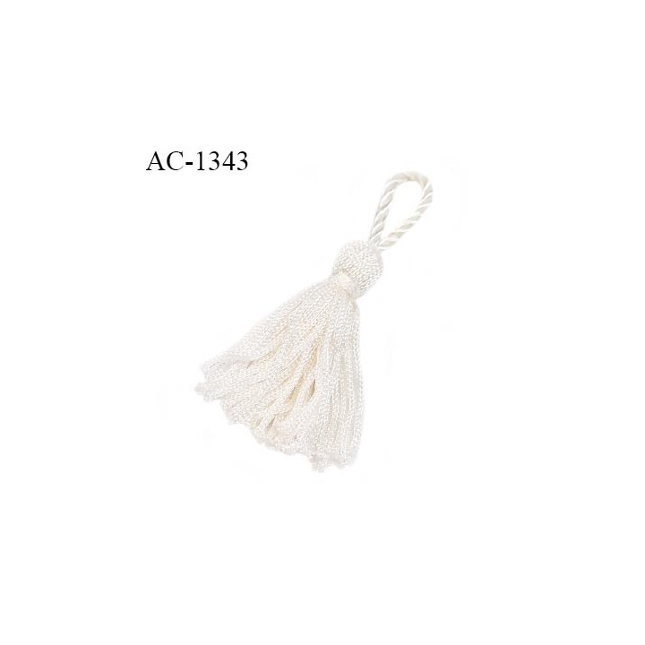 Pompon décor ornement synthétique couleur naturel lumineux longueur 5 cm + boucle 2.5 cm prix à la pièce