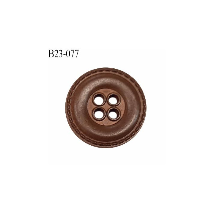 Bouton 23 mm en pvc couleur marron façon cuir 4 trous diamètre 23 mm prix a la pièce