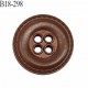 Bouton 18 mm en pvc couleur marron façon cuir 4 trous diamètre 18 mm prix a la pièce