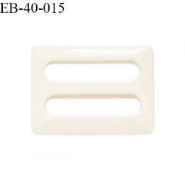 Boucle 40 mm en pvc  couleur écru brillant largeur intérieur 30 mm largeur extérieur 40 mm hauteur totale 30 mm prix à l'unité