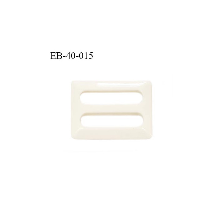 Boucle 40 mm en pvc  couleur écru brillant largeur intérieur 30 mm largeur extérieur 40 mm hauteur totale 30 mm prix à l'unité