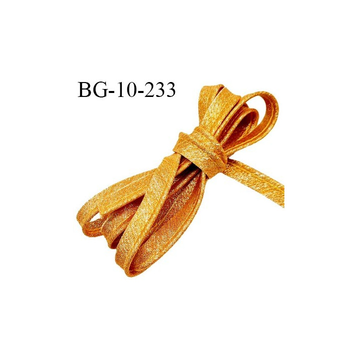 Passepoil 10 mm couleur jaune orangé superbe lurex brillant fabriqué en France avec lien cordon coton intérieur prix du mètre