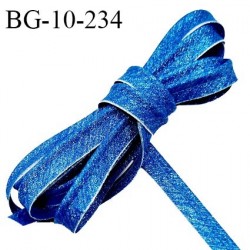 Passepoil 10 mm couleur bleu superbe lurex brillant fabriqué en France avec lien cordon coton intérieur 2 mm prix du mètre