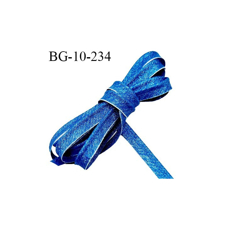 Passepoil 10 mm couleur bleu superbe lurex brillant fabriqué en France avec lien cordon coton intérieur 2 mm prix du mètre