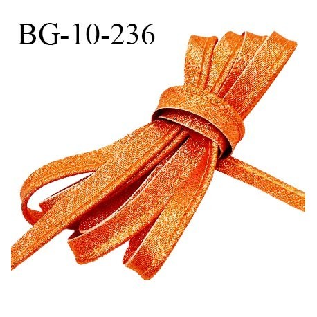 Passepoil 10 mm couleur orange superbe lurex brillant fabriqué en France avec lien cordon coton intérieur 2 mm prix du mètre