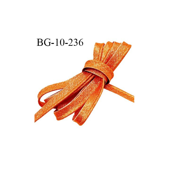 Passepoil 10 mm couleur orange superbe lurex brillant fabriqué en France avec lien cordon coton intérieur 2 mm prix du mètre
