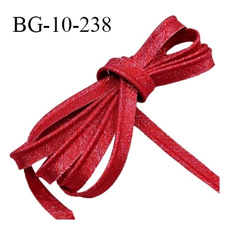 Passepoil 10 mm couleur rouge vermillon superbe lurex brillant fabriqué en France avec lien cordon coton intérieur prix du mètre