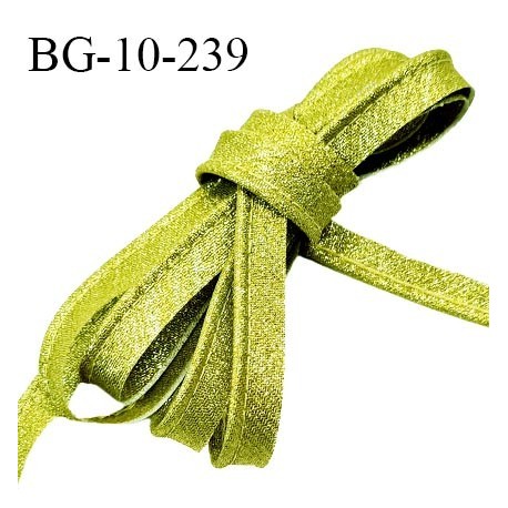 Passepoil 10 mm couleur vert anis superbe lurex brillant fabriqué en France avec lien cordon coton intérieur prix du mètre