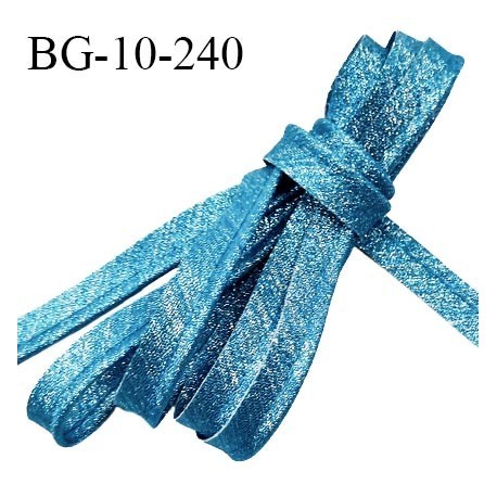 Passepoil 10 mm couleur bleu turquoise superbe lurex brillant fabriqué en France avec lien cordon coton prix du mètre
