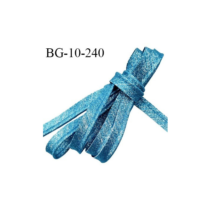 Passepoil 10 mm couleur bleu turquoise superbe lurex brillant fabriqué en France avec lien cordon coton prix du mètre