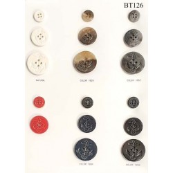Plaque de 17 boutons pour création unique le plus gros diamètre 32 mm et le plus petit diamètre 15 mm