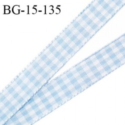 Galon ruban vichy 15 mm taffetas couleur bleu ciel largeur 15 mm prix au mètre
