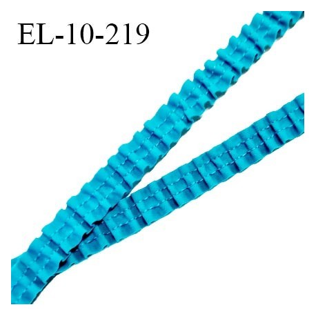 Elastique lingerie froncé 10 mm froufrou couleur bleu turquoise élastique souple allongement +180% prix au mètre